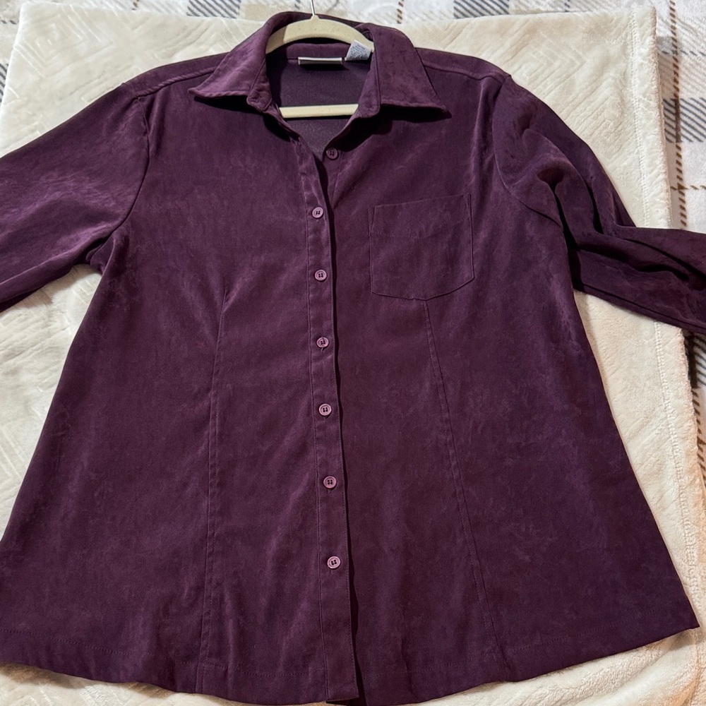 Plum Button-Up Collared Shirt